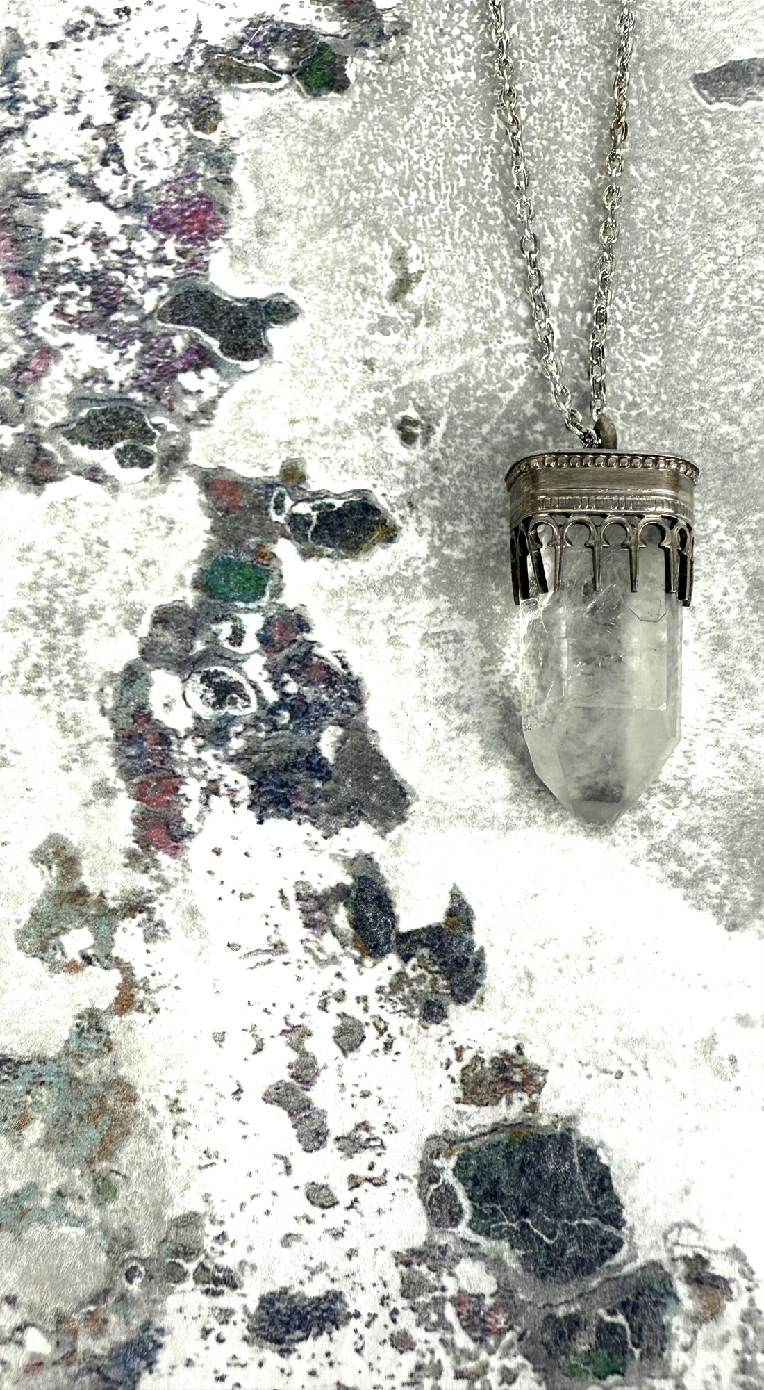 Crystal and Silver Pendant Necklace