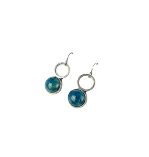 Apatite blue gemstone with handmade silver circle drop fashion earring jewelry gift