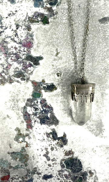 Crystal and Silver Pendant Necklace