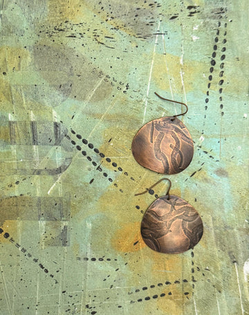 Textured recycled copper earrings