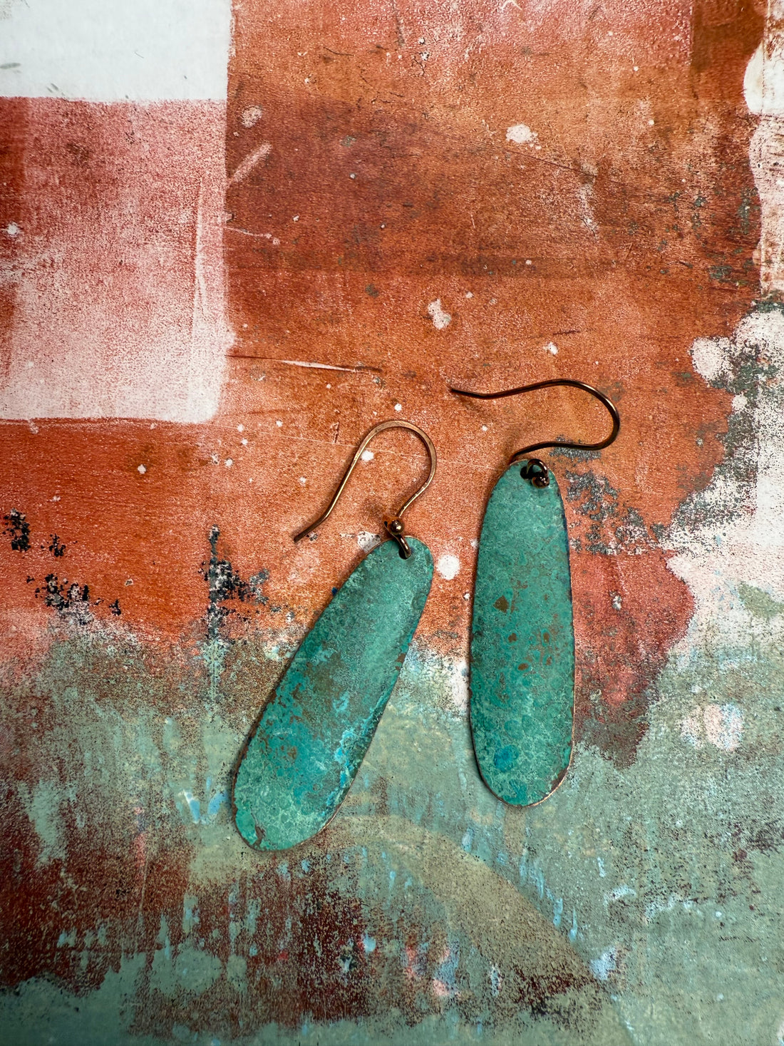 Aqua Patina Recycled Copper Earrings