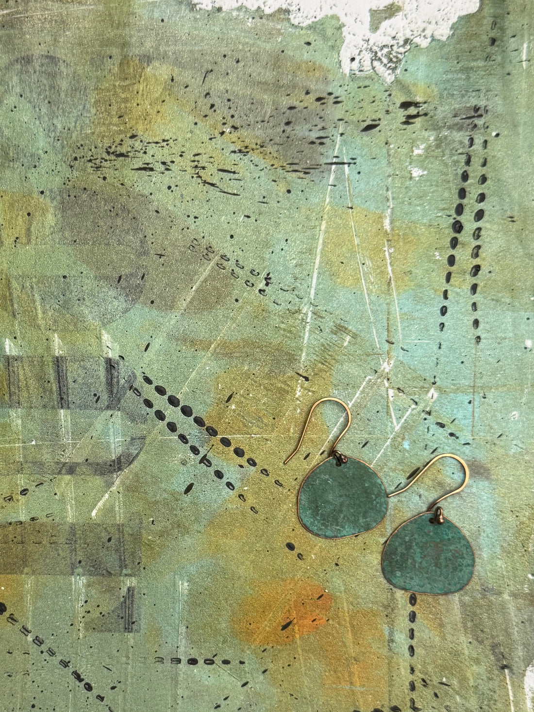 Aqua recycled copper earrings