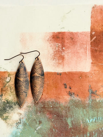 Oval Textured Copper earrings