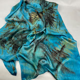 Beautiful Blue one of a kind hand dyed luxurious silk scarf or shawl