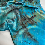 Beautiful Blue one of a kind hand dyed luxurious silk scarf or shawl