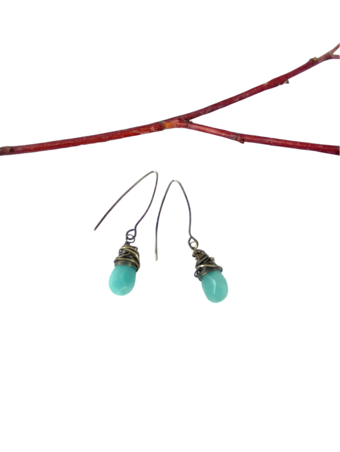 Amazonite gemstone with silver wire earrings