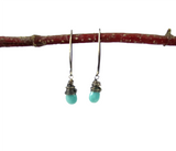 Charming blue green Amazonite with oxidized silver wire wrapped fashion earrings