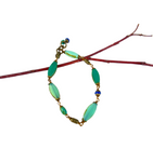 Casual Aqua Czech glass bead brass Fashion Boho bracelet