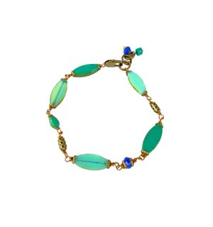 Casual Aqua Czech glass bead brass Fashion Boho bracelet