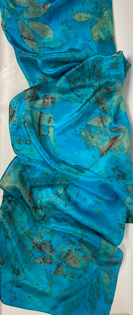 Peony Eco Printed and hand dyed silk scarf