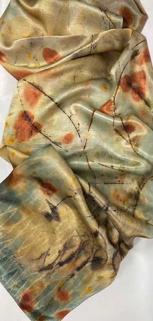 14" x 70" Eco Printed Silk Scarf