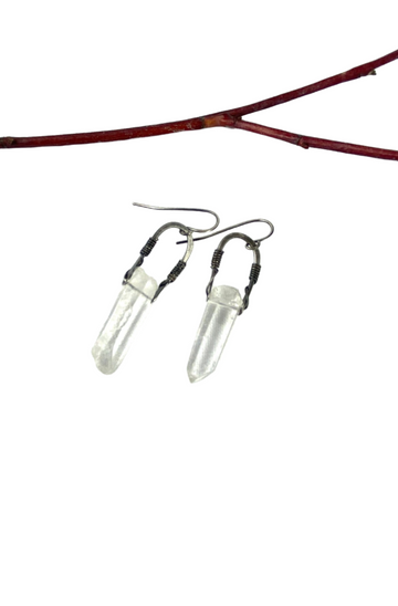 Crystal gemstone silver earring