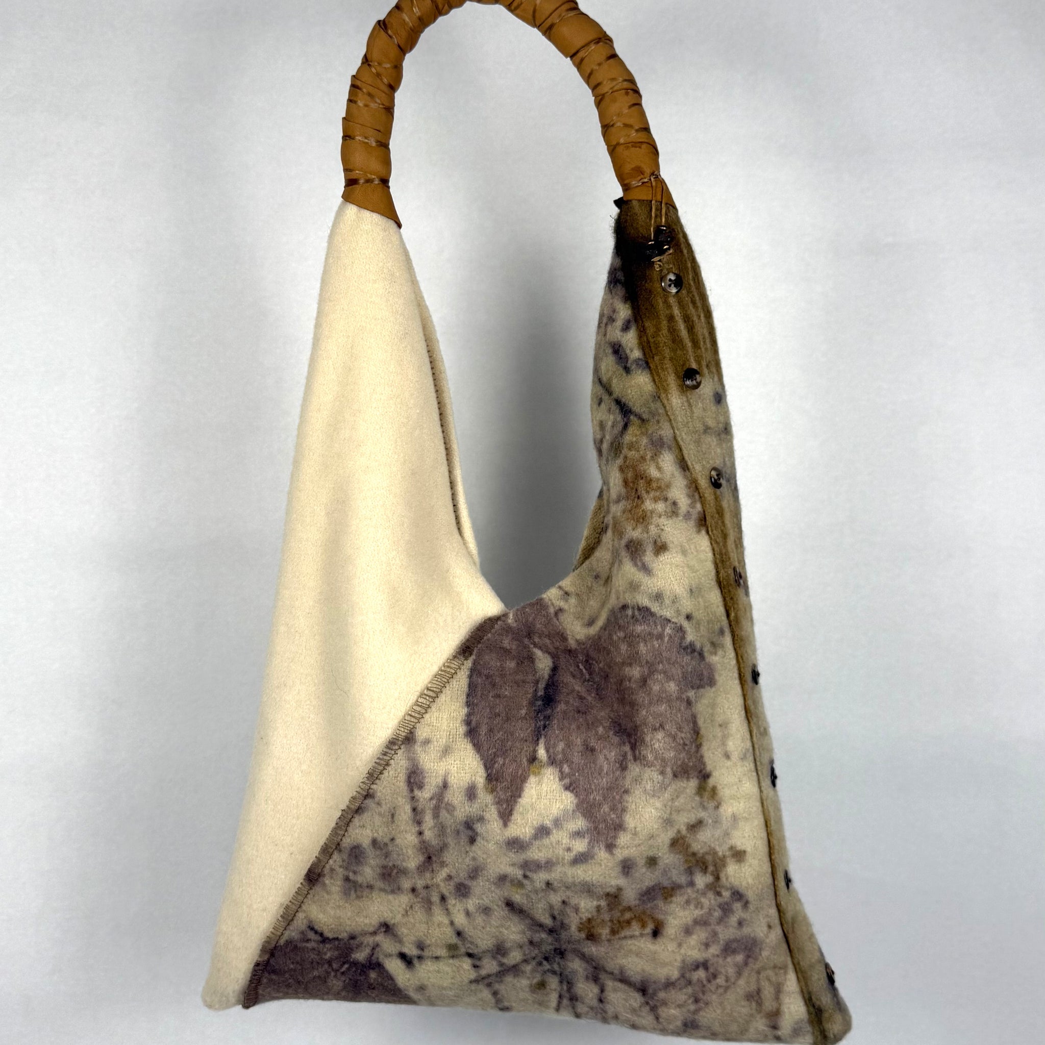 Eco printed recycled wool tote bag 1