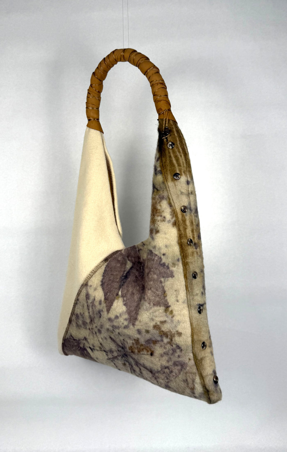 Eco printed recycled wool tote bag 1