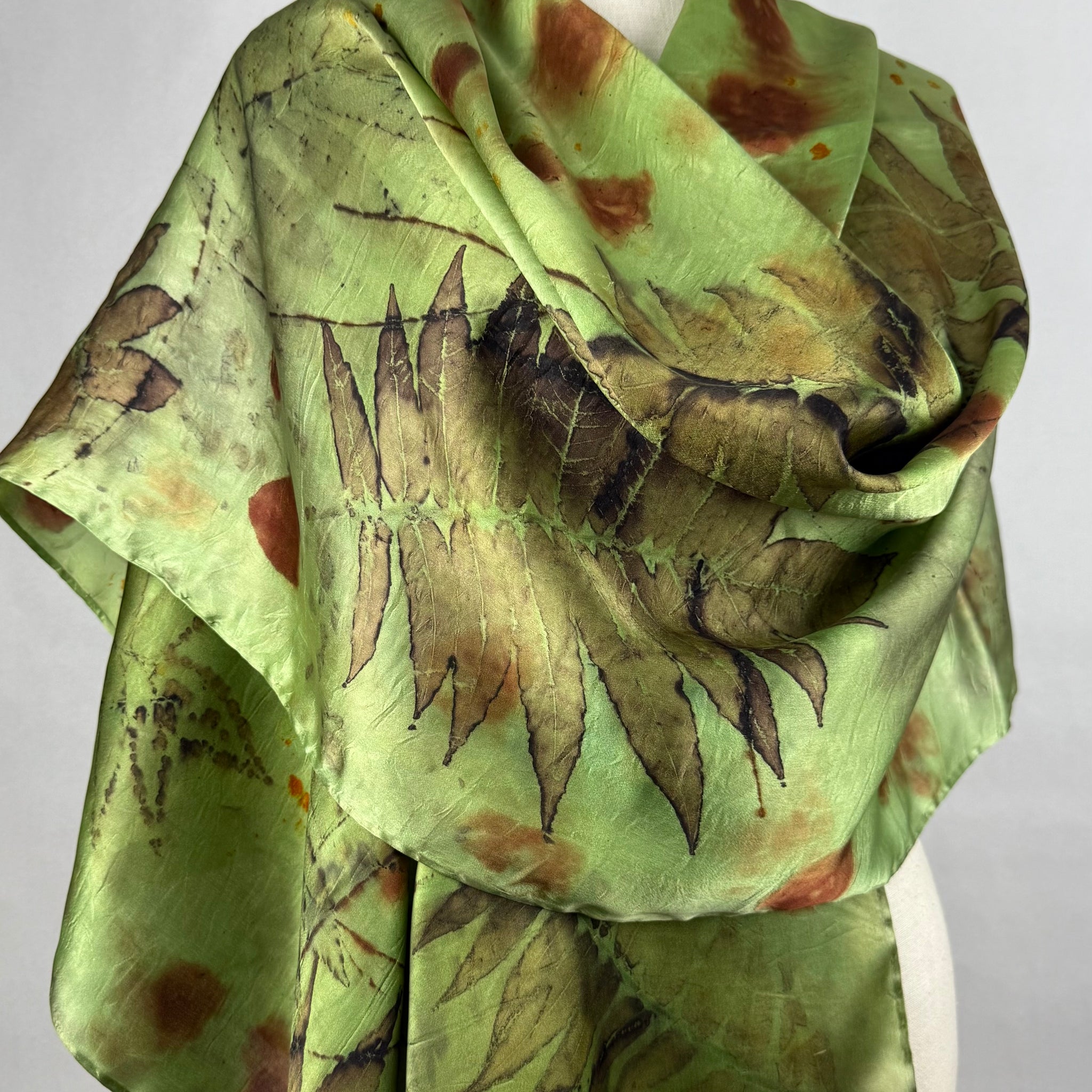 22 x 88 Eco Printed Silk Scarf/Shawl