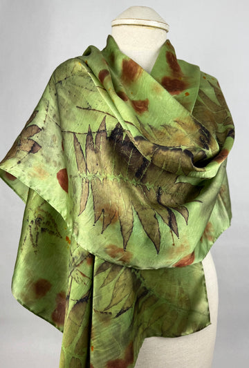 22 x 88 Eco Printed Silk Scarf/Shawl