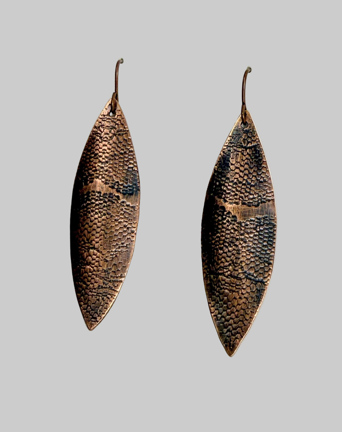 Oval Textured Copper earrings