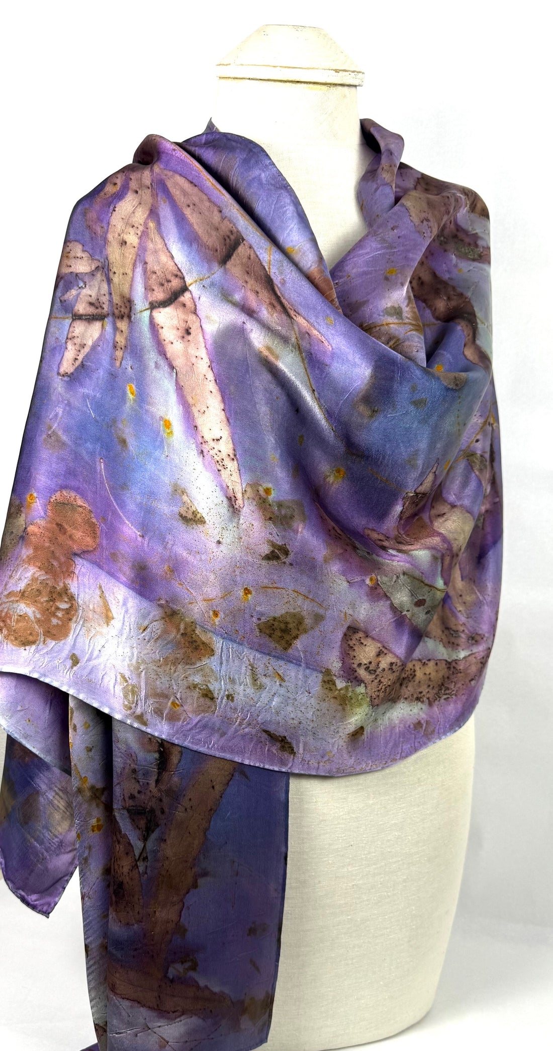 22 x 90 Hand Dyed Silk Satin Purple Scarf/Shawl