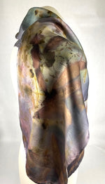 Luxurious one of a kind eco printed woman's fashion silk satin scarf