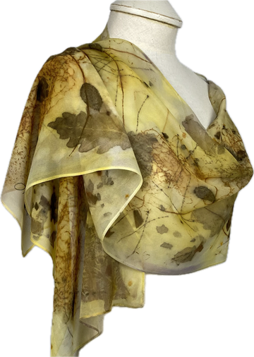 Yellow Oak Eco Printed Silk Chiffon Scarf