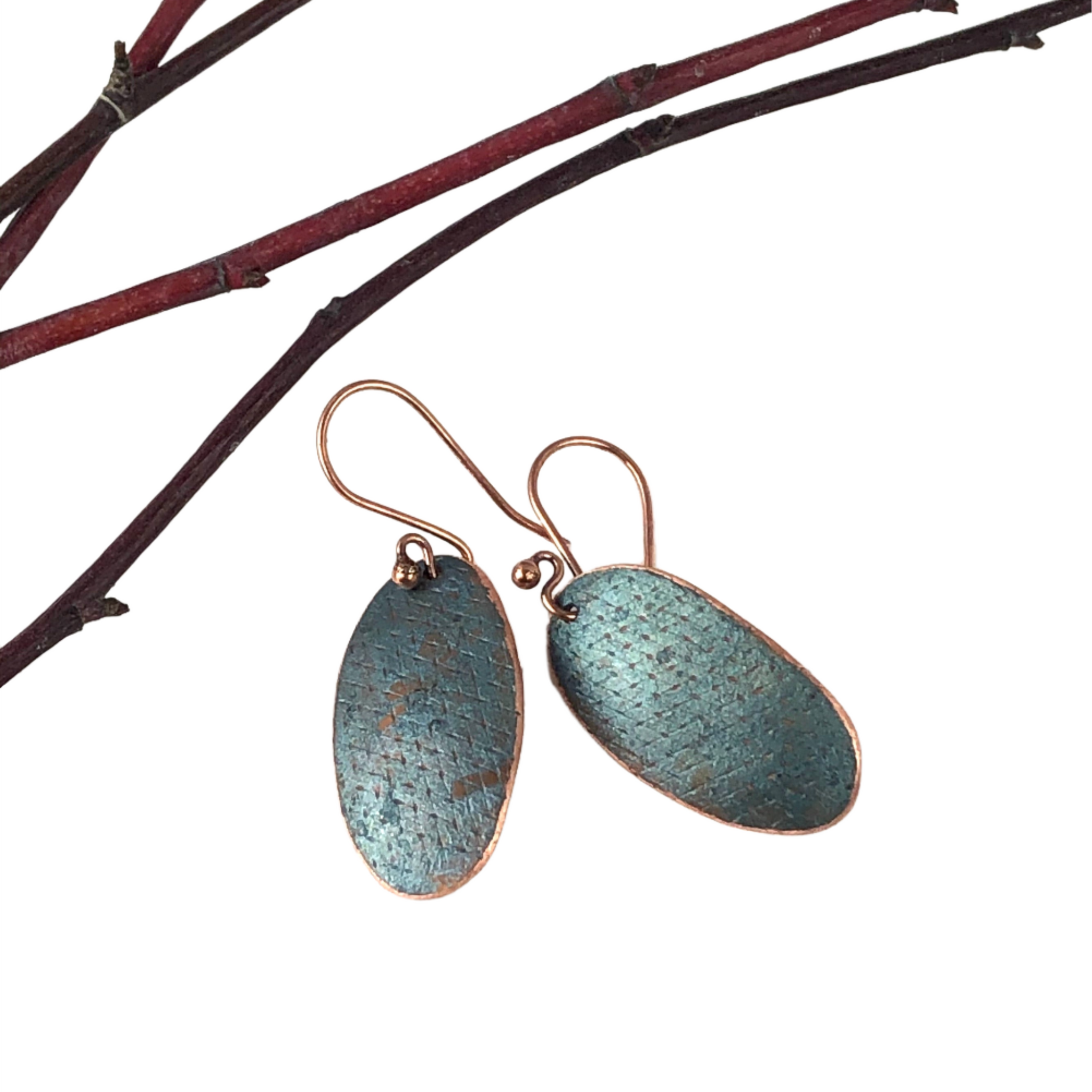 Blue Recycled Copper Earrings