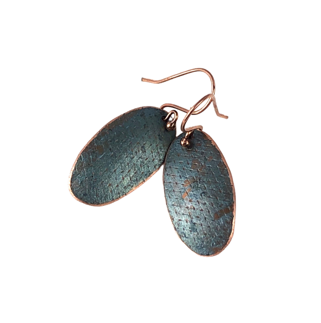 Blue Recycled Copper Earrings