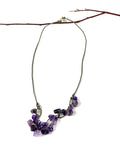 Distinctive Amethyst and leather and silver necklace jewelry