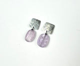 Beautiful Amethyst with hammered silver square post fashion jewelry drop earring jewelry