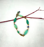 Casual Aqua Czech glass bead brass Fashion Boho bracelet