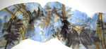 Blue Brown Black Eco Printed Hand dyed Sumac leaf on lightweight fashion Silk Chiffon Scarf