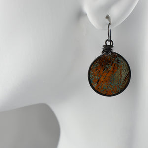 Unique Handmade Brown and Turquoise mono print fashion earring jewelry