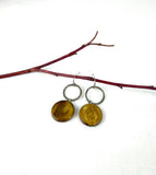 Handmade elegant Buffalo horn with hammered silver circle earring fashion jewelry