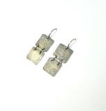 Handmade hammered Silver squares with patina earring fashion jewelry