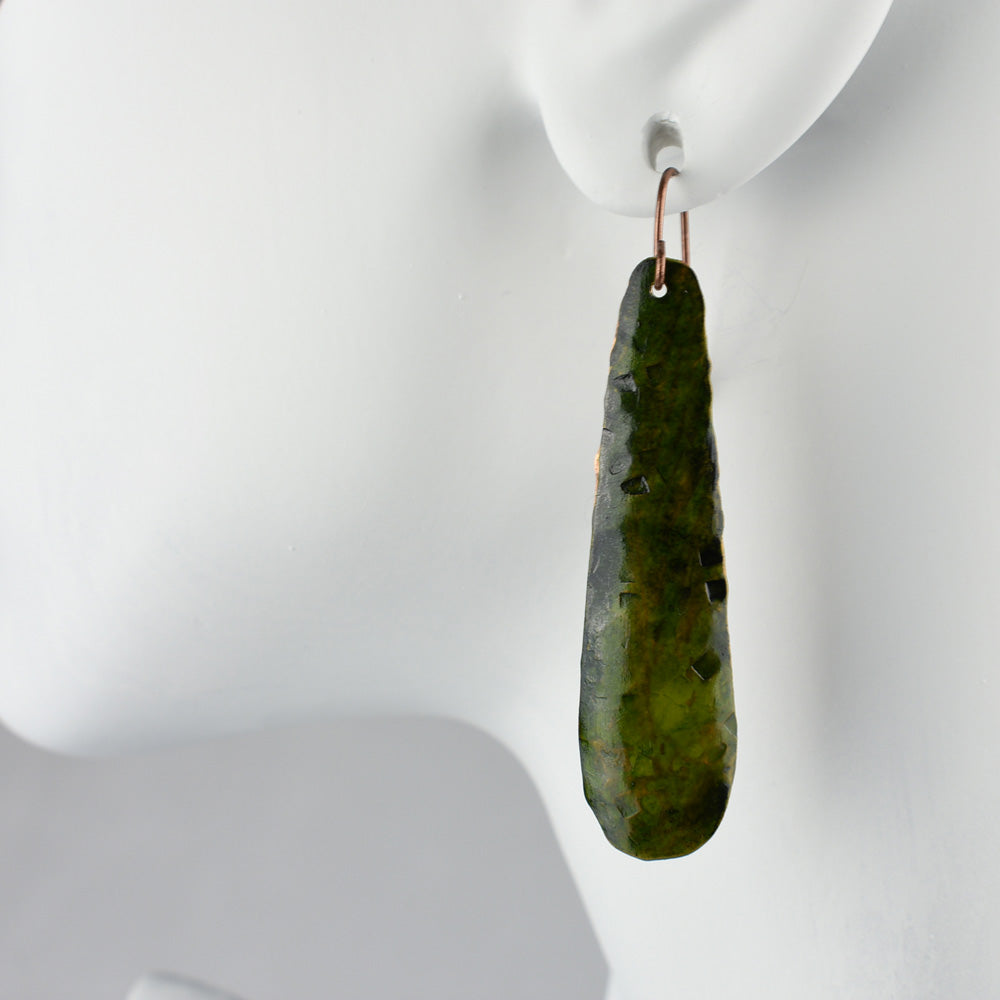 Handmade Green Recycled Copper drop fashion earring jewelry
