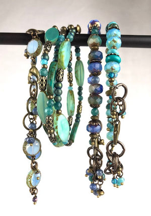 Aqua Vintage Inspired Czech Beaded Boho Fashion Bracelet jewelry