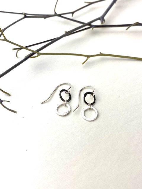 Handmade Double Silver Circle fashion earring jewelry