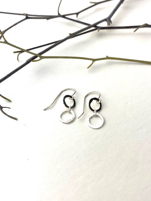 Double Silver Circle earring