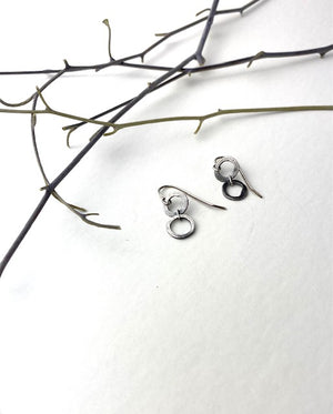 Handmade Double Silver Circle fashion earring jewelry