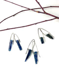 Blue Gemstone Kyanite Stick Earrings on Sterling Silver wire self close fashion earring jewelry
