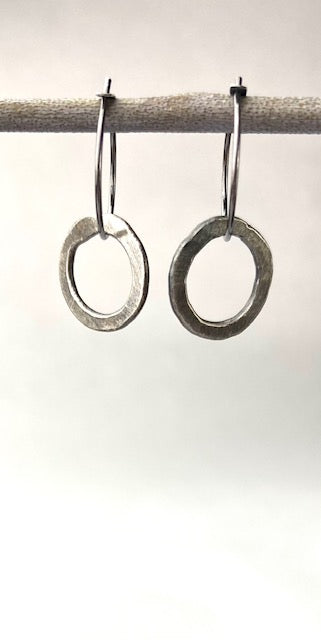 Handmade Hammered Sterling Silver Circle Fashion Hoop Earring Jewelry