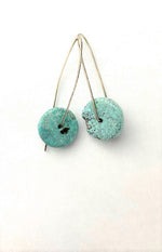 Aqua African Turquoise Rounds on Sterling Silver Wire Fashion earring jewelry