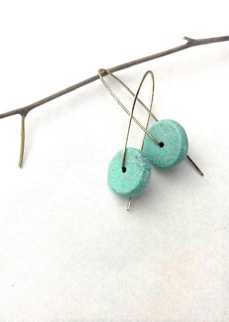 Aqua African Turquoise Rounds on Sterling Silver Wire Fashion earring jewelry