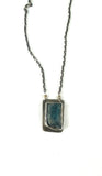 One of a Kind Kyanite Gemstone in Sterling silver setting with soft gray patina on Silver Chain Fashion Jewelry Necklace