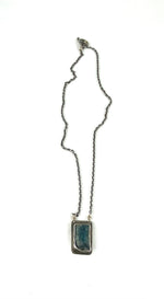 One of a Kind Kyanite Gemstone in Sterling silver setting with soft gray patina on Silver Chain Fashion Jewelry Necklace