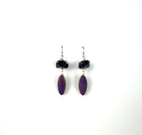 Lavender Czech bead with amethyst gemstone and Bali findings silver patina fashion earrings