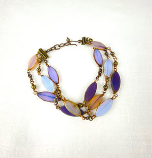 Lavender Czech glass bead Vintage look fashion bracelet