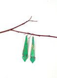 Long aqua recycled copper Boho fashion earring jewelry