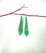 Long aqua recycled copper Boho fashion earring jewelry