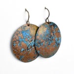 Brilliant Blue Patina on Copper Circle Women's Fashion earring jewelry