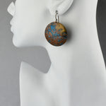 Brilliant Blue Patina on Copper Circle Women's Fashion earring jewelry
